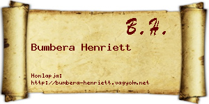 Bumbera Henriett névjegykártya